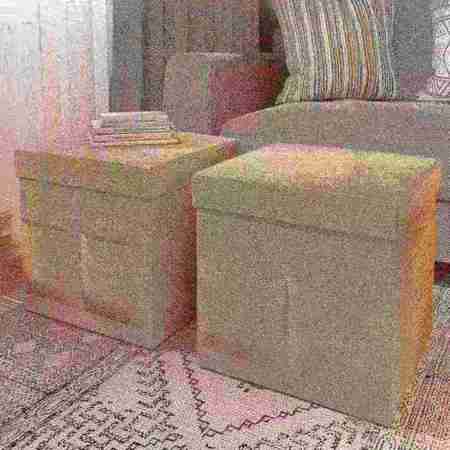 HASTINGS HOME 2-Pack Folding Ottoman Cubes, Beige 410747ZTL
